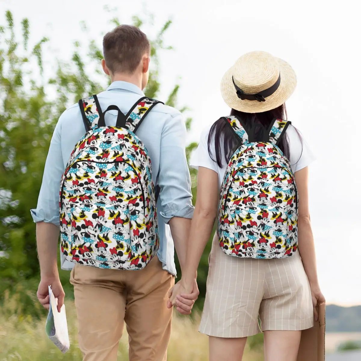 Sac à dos personnalisé Minnie Cartoon pour ordinateur portable, sac à livres de base pour l'école, les étudiants, les femmes et les hommes