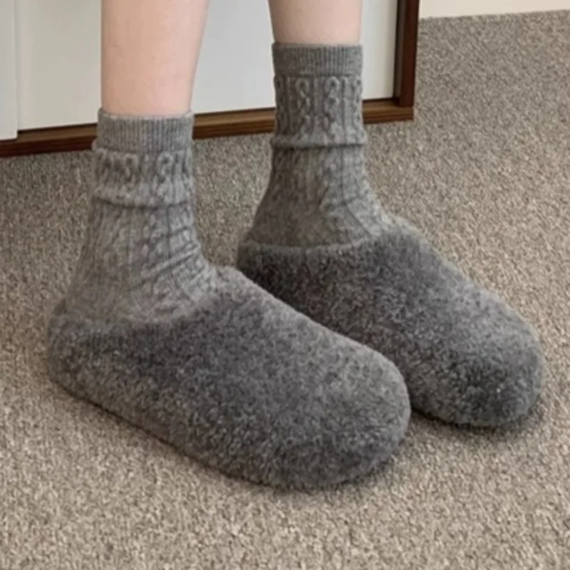 

Fashionable Women's Cotton Slippers, Winter 2025 New Style, Indoor Home Non-slip Plush Flat Warm Open Heel Women's Slippers