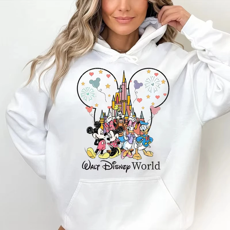 Disney World Topolino e amici stampati donna uomo coppia felpa con cappuccio felpe casual top ampio abbigliamento da donna personalizzato