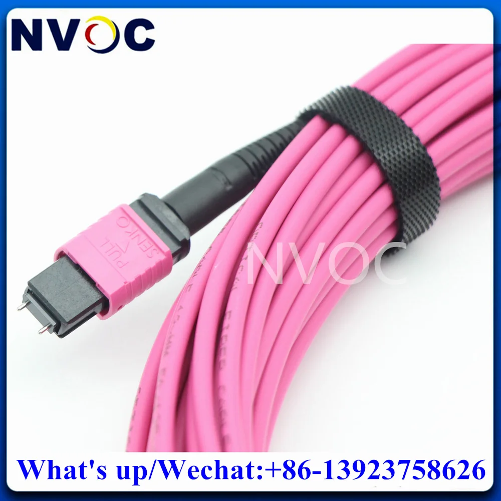 Imagem -03 - Núcleo mm Om4 50 1253.0 mm Lszh Rosa Roxo Mini Cabo Redondo Mpo Upc m ao Conector Masculino do Cabo de Remendo da Fibra Ótica de Mpo 10m 15m 12