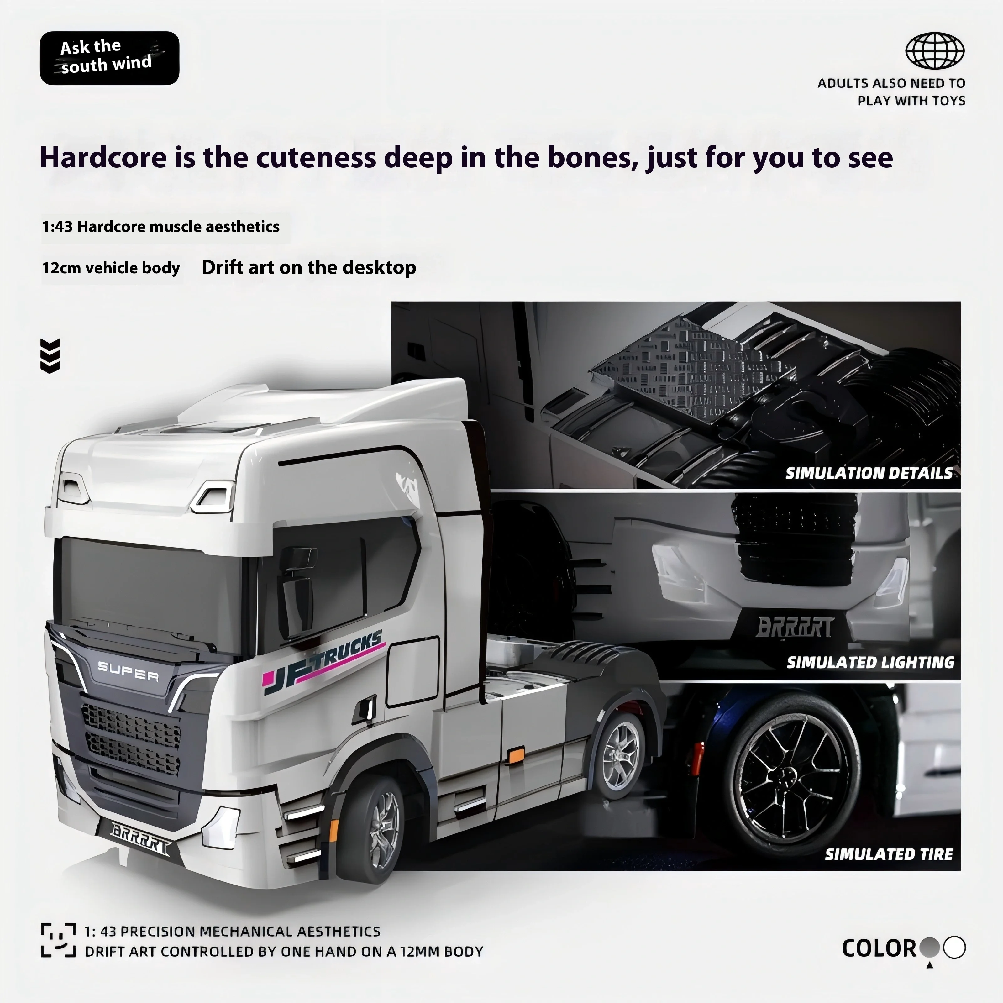 

Полномасштабный мини-дрифтовый автомобиль 1:43, полуприцеп, грузовик с гироскопом, радиоуправляемая модель автомобиля с дистанционным управлением, подарок для мальчика