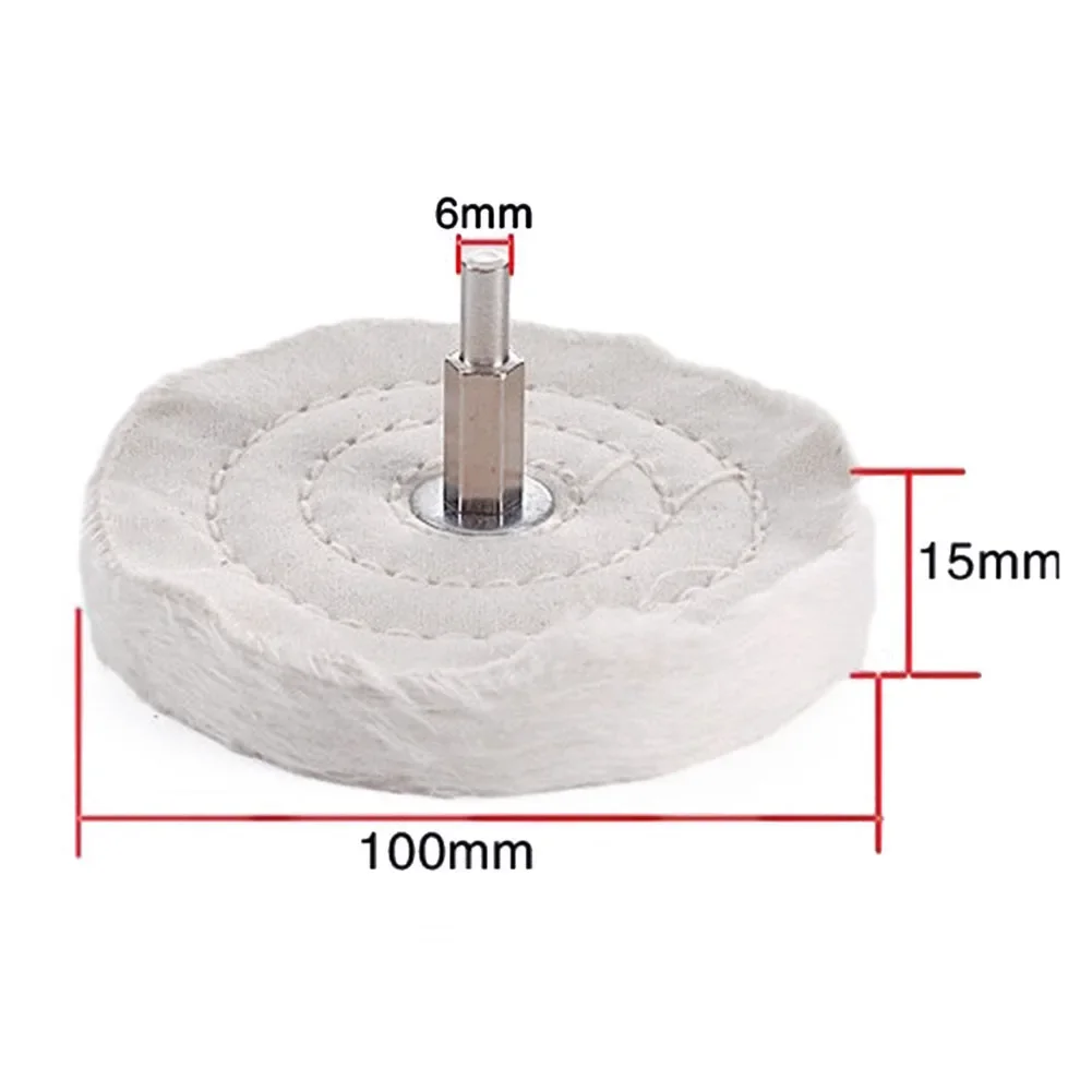 1pcs 100mm Buffing Polishing Wheels Cotton Lint Cloth With 6mm Connecting Rod For Wood Carvings Jewelry Polishing Tools