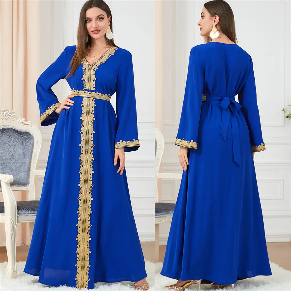 2024 Morocco Muslim Dress Women Embroidery Abaya Kaftans Evening Dubai Turkey Islam Long Dresses Femme Jalabiya Caftan Vestidos