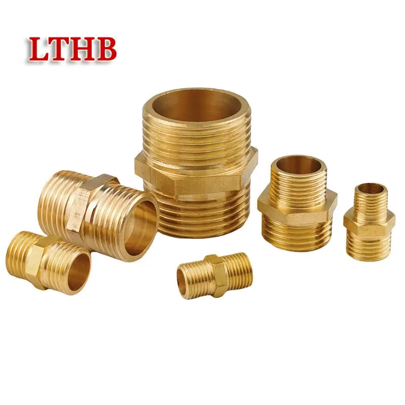 Brass Hex Nipple Coupler Fittings Male Thread Adapter Connector Reducing Joint 1/8 1/4 3/8 1/2 BSP Water Oil Gas Pipe fitting