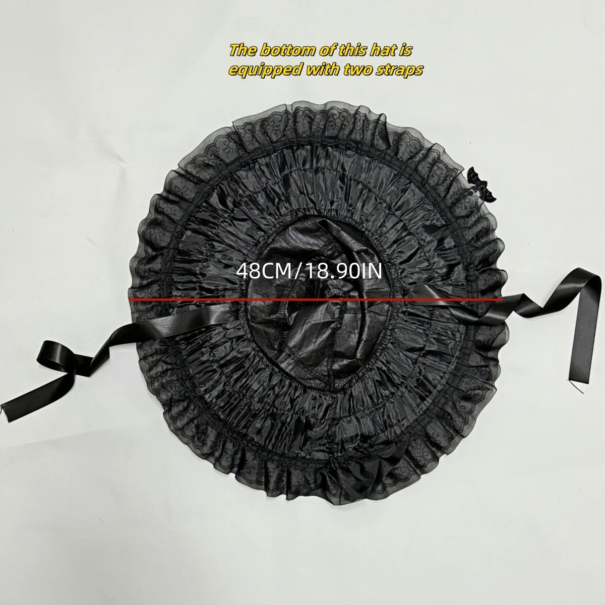 ハロウィン魔女帽子ロリータプリンセスレディースサンハット原宿女性女の子ゴシック手作りビッグボウノットバットフリースレース大人用帽子