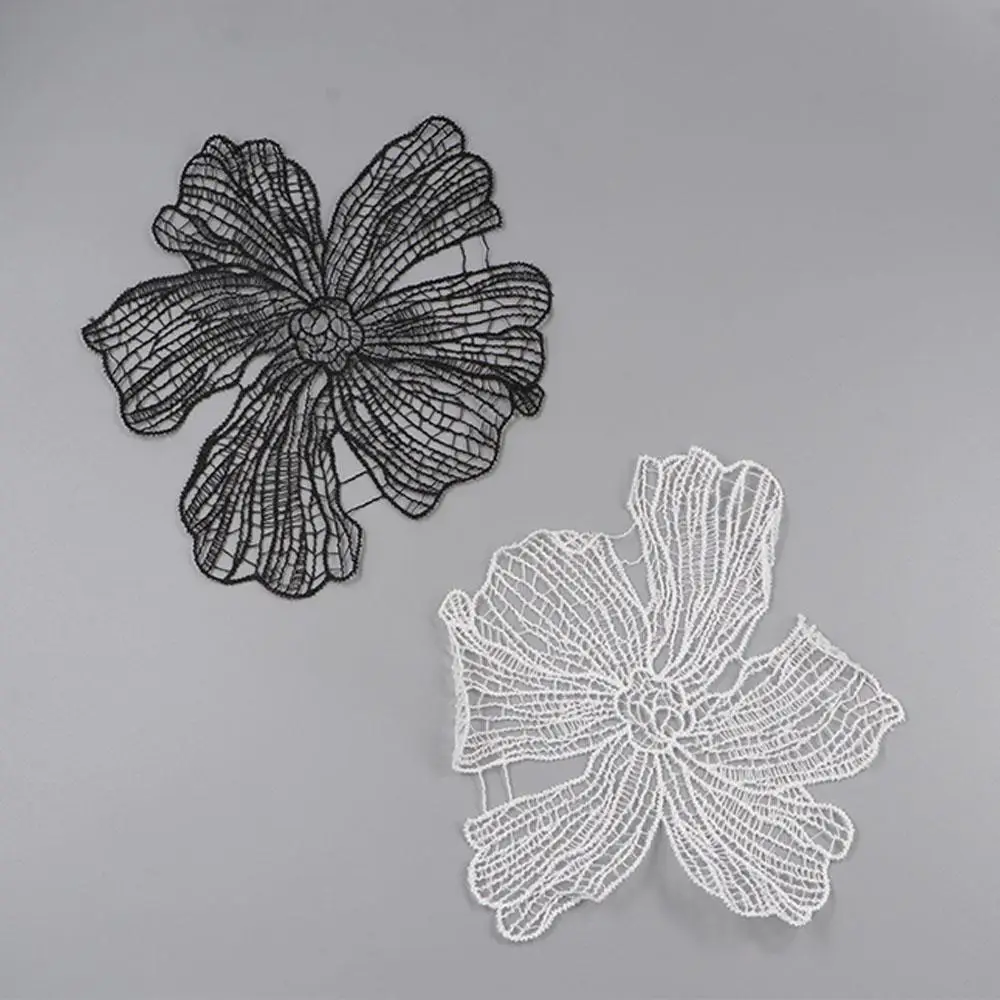 Exquisite Lace Fabric Flower Applique Handmade DIY Crafts Cloth Patch Black White Cloth Applique Dressmaking