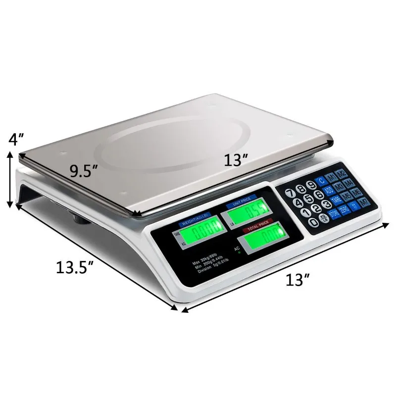 Stainless Steel Electronic Scale for Food Meat Counting Rechargeable Price Computing Store Supermarket