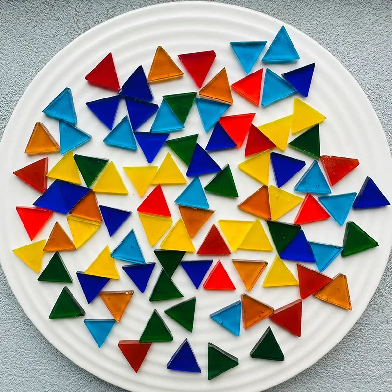 

50 г треугольная полупрозрачная мозаичная плитка из слюды, красочная стеклянная плитка, изготовление мозаики «сделай сам», аксессуары для рукоделия 917
