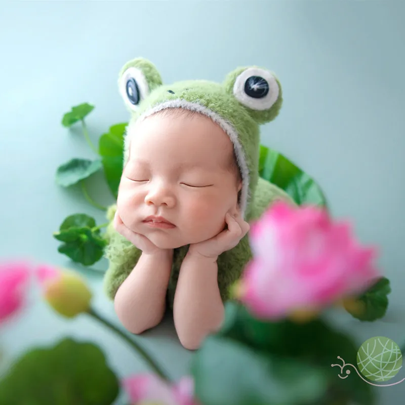 ❤️Newborn Photography Clothing Cute Frog Hat+Jumpsuit+Doll 3Pcs/Set Baby Photo Props Accessories Studio Shoot Clothes Outfits