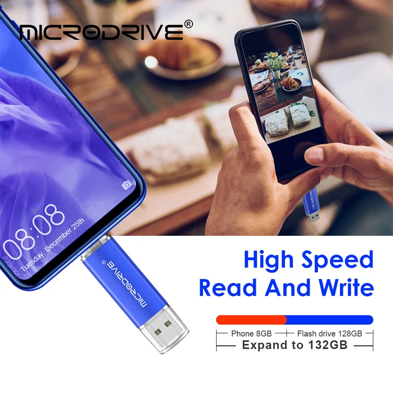 محرك أقراص OTG 2 في 1 مع USB-C 8G 16GB 32GB 64GB Flash Usb Memory Stick Flash Pendrive 128GB 256G 512G U قرص القلم مع نوع C