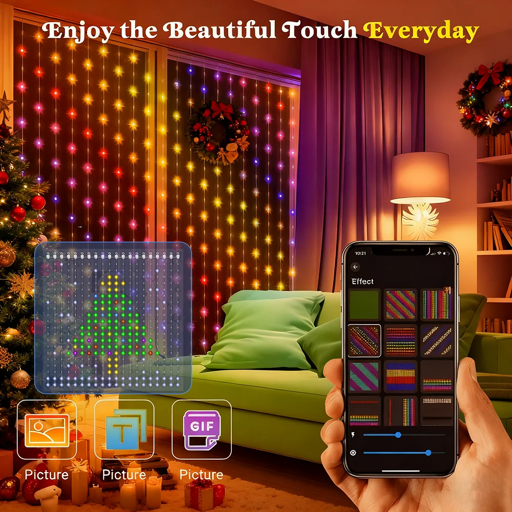 أضواء LED ديناميكية RGB USB التحكم الذكي في التطبيقات قابلة للبرمجة أوتار إضاءة خرافية ذات لون حالم مثالية لتزيين الجو الاحتفالي #3