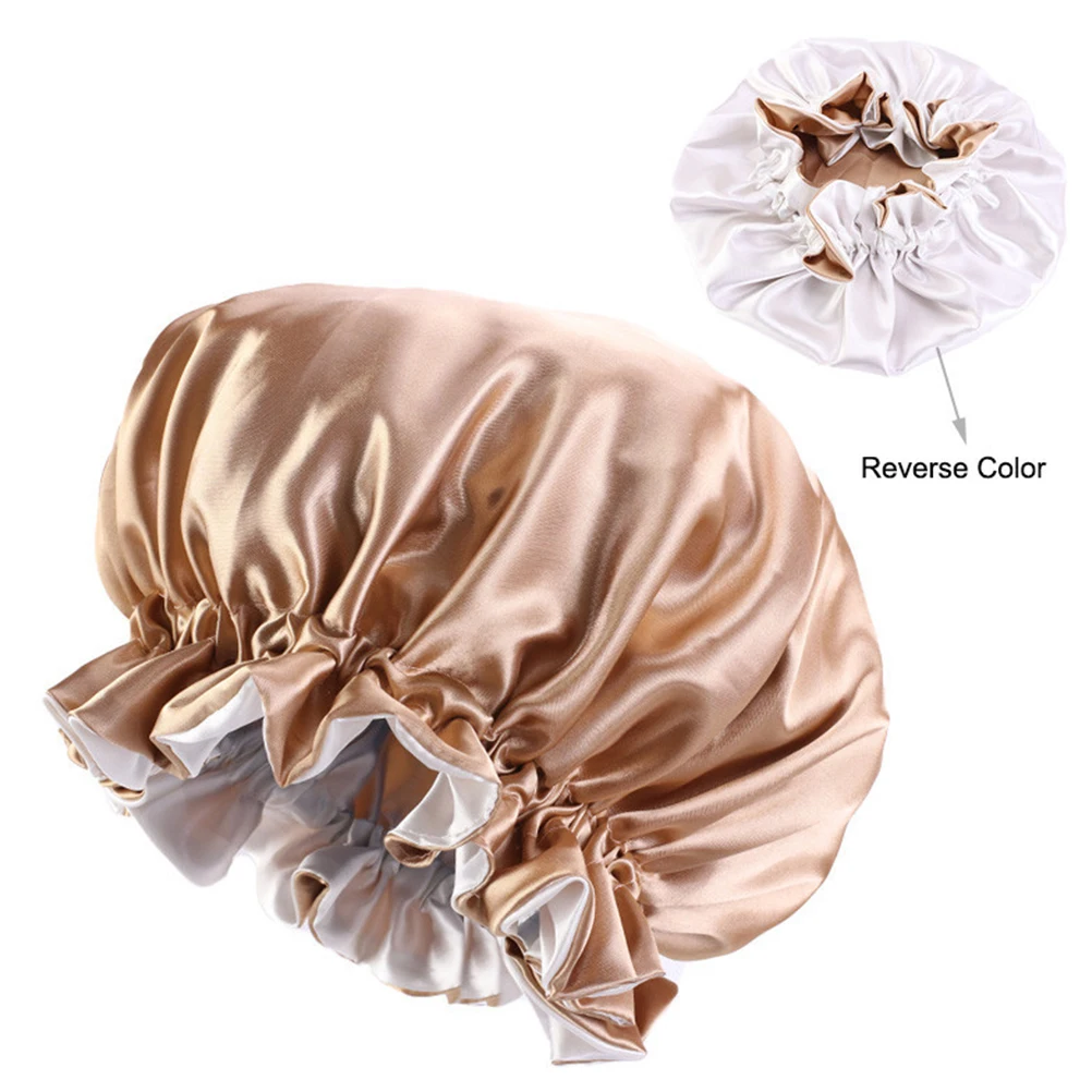 

3Pcs Satin Sleep Caps Women Wide Brimmed Hair Protector for Sleeping Chemo Patient Travel Use Khaki Blue