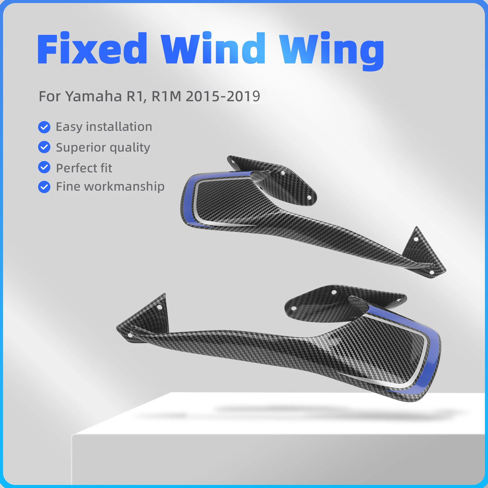 NEW YZF-R1 2015-2019 Fixed Wind Wing Matte Black For Yamaha Carbon Fiber YZF-R1 2015-2018 Motorcycle Fairing Fittings R1 Winglet