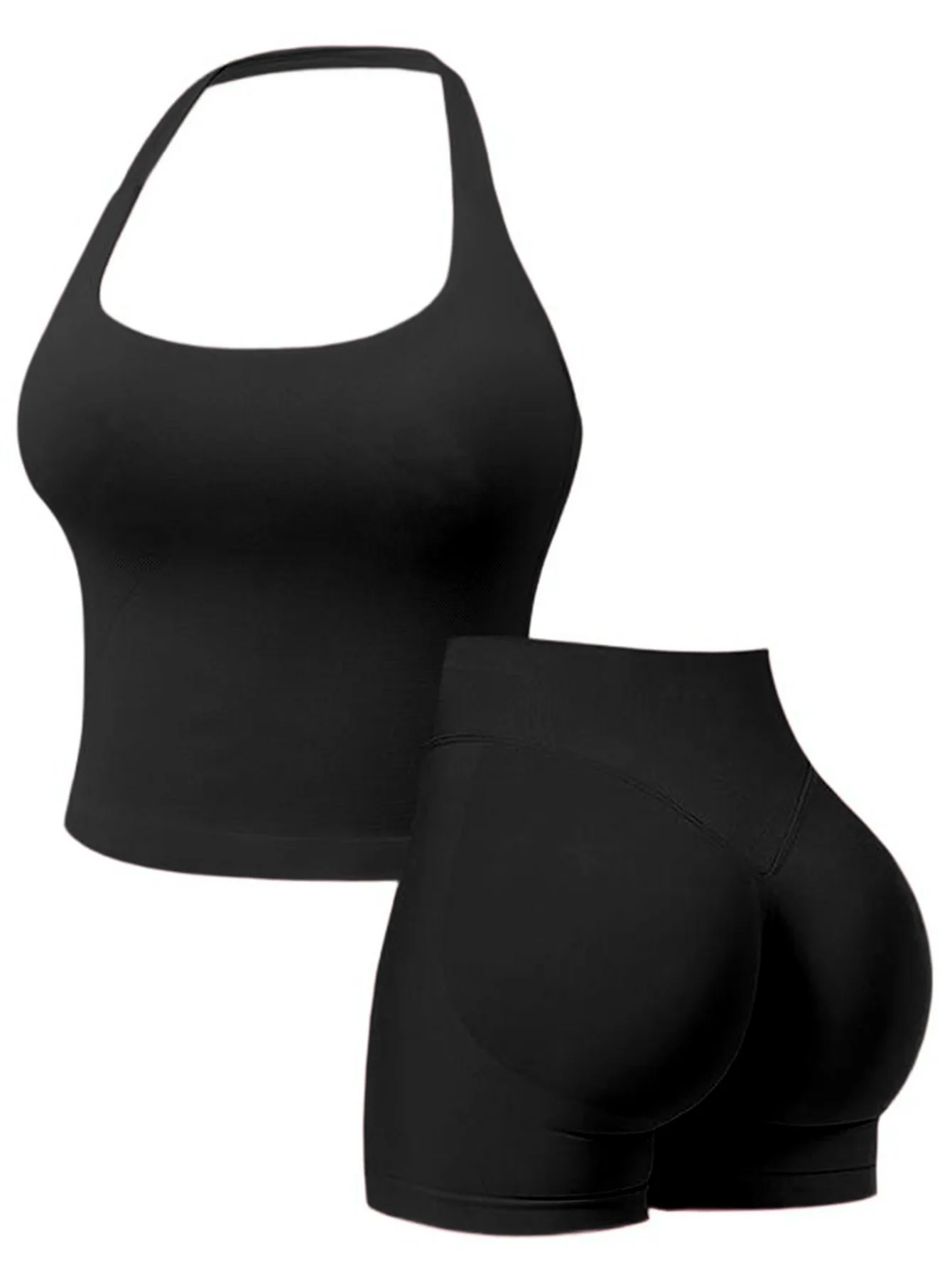 

2025 New European and American tight-fitting neck-hanging yoga set, quick-drying high-elasticity fitness wear for outdoor use