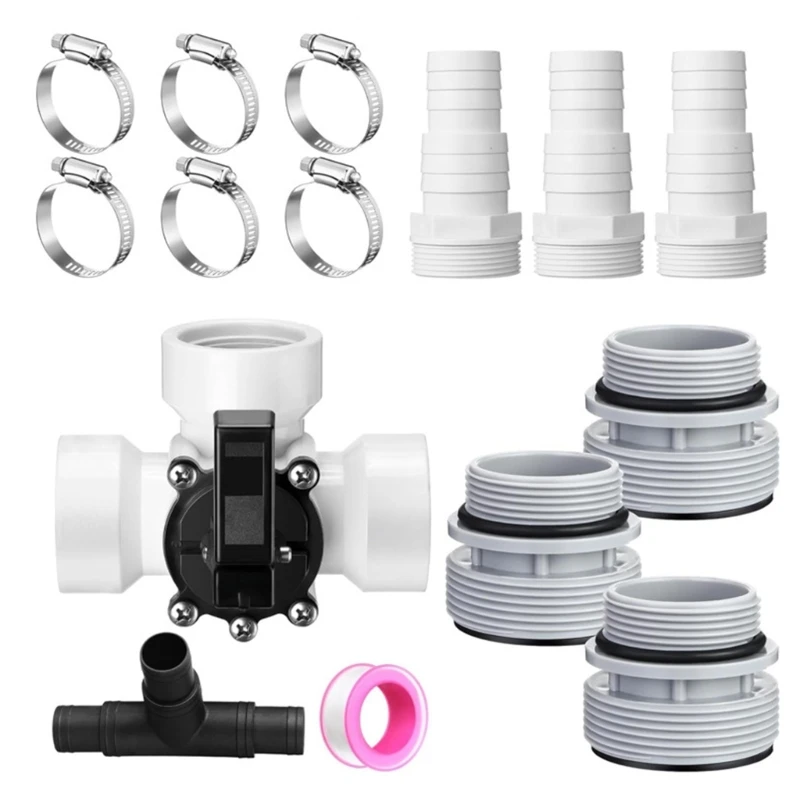 3 Way Valves Conversion Set Hose Adapters Hose Clamps Sealing Rings for Pool 918D