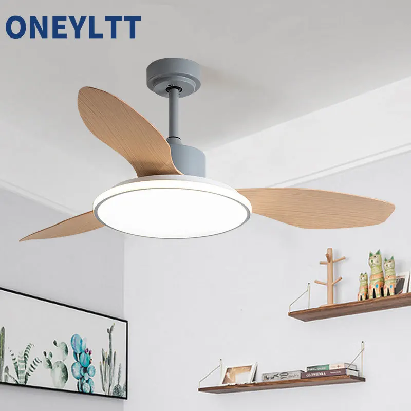 Wood LED Ceiling Fan Lamp  Chandelier DC Fans Ventilador de Techo Wooden Ventilator110V 220V Remote Control