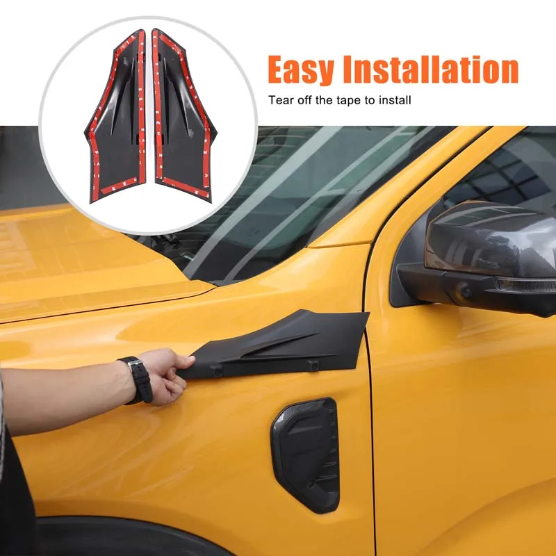 

For Ford Ranger 2023+ ABS matte black car fender upper decorative plate sticker car protection modification accessories