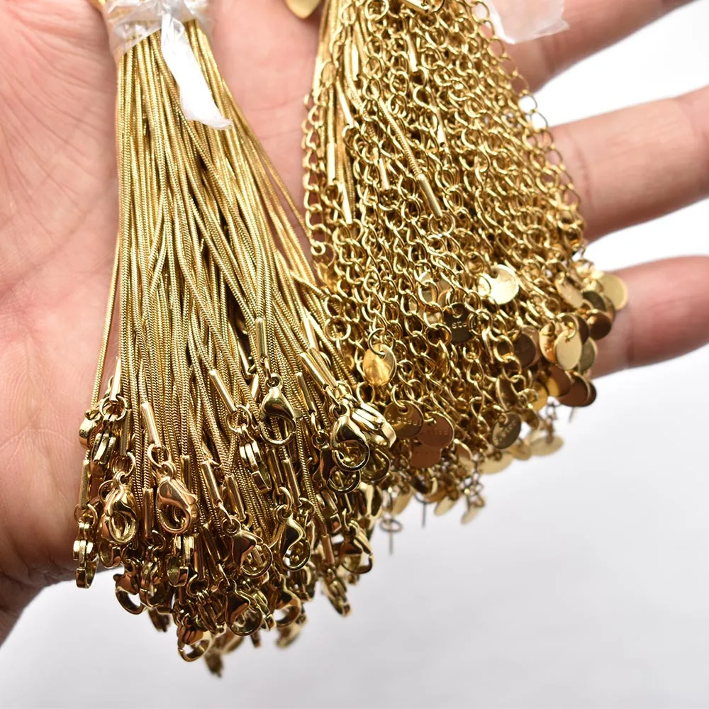 

Wholesale 0.9mm stainless steel FashionSnake Chain Necklace Rope 40cm+5cm Chain Lobster Clasp DIY Jewelry Accessories 100pcs/lot