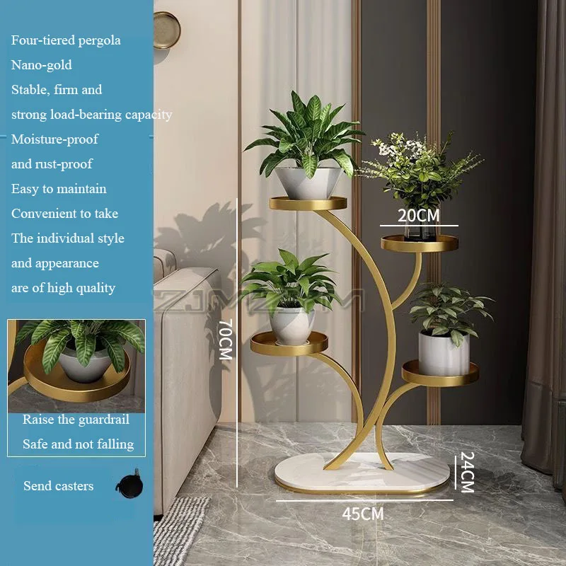 مقاومة للصدأ حسن المظهر حامل زهور غرفة المعيشة شرفة ضوء النباتات الفاخرة عرض الرف المحمول متعدد الطبقات اناء للزهور قوس