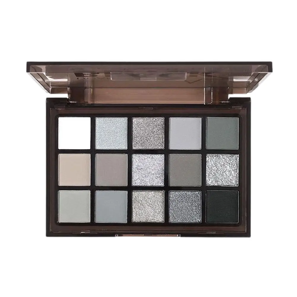 15 Colors Smokey Black Eyeshadow Palette Dark Grey Shimmer Matte Eye Shadow Pallet Smokey Eyeshadow for Goth Makeup E8M0