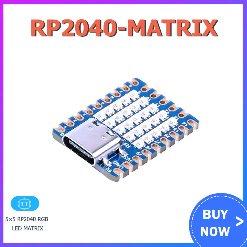 

Raspberry Pi RP2040-Matrix Development Board 5×5 RP2040 RGB LED Matrix Based On RP2040 Dual Core Processor