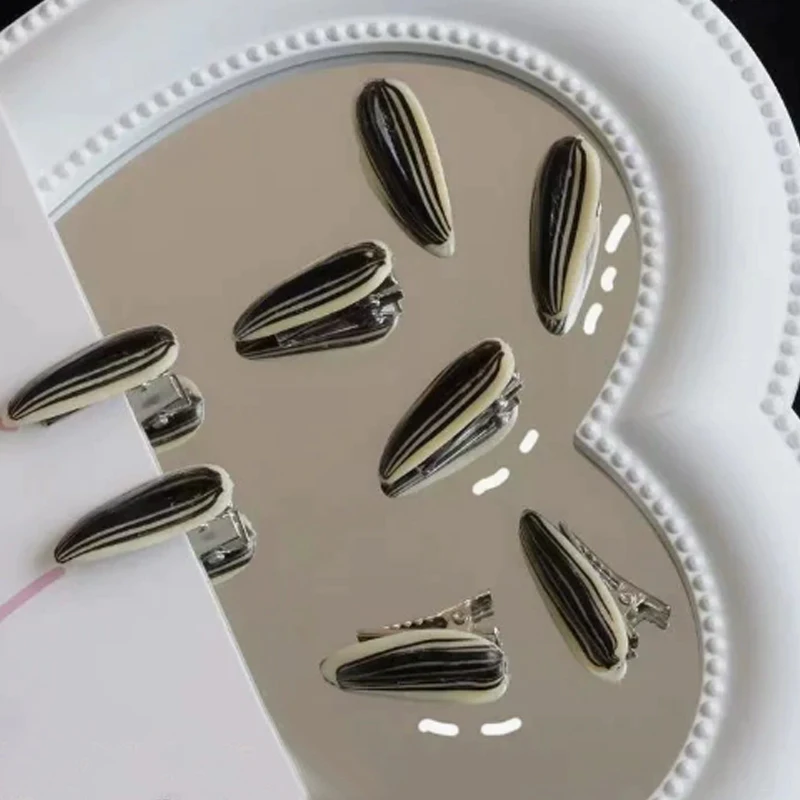 Mini Sunflower Seed Hair Clips Creative Funny Simulation Melon Seed Barrettes for Women Girls Side Clips Bangs Hairpins Headwear - view 6