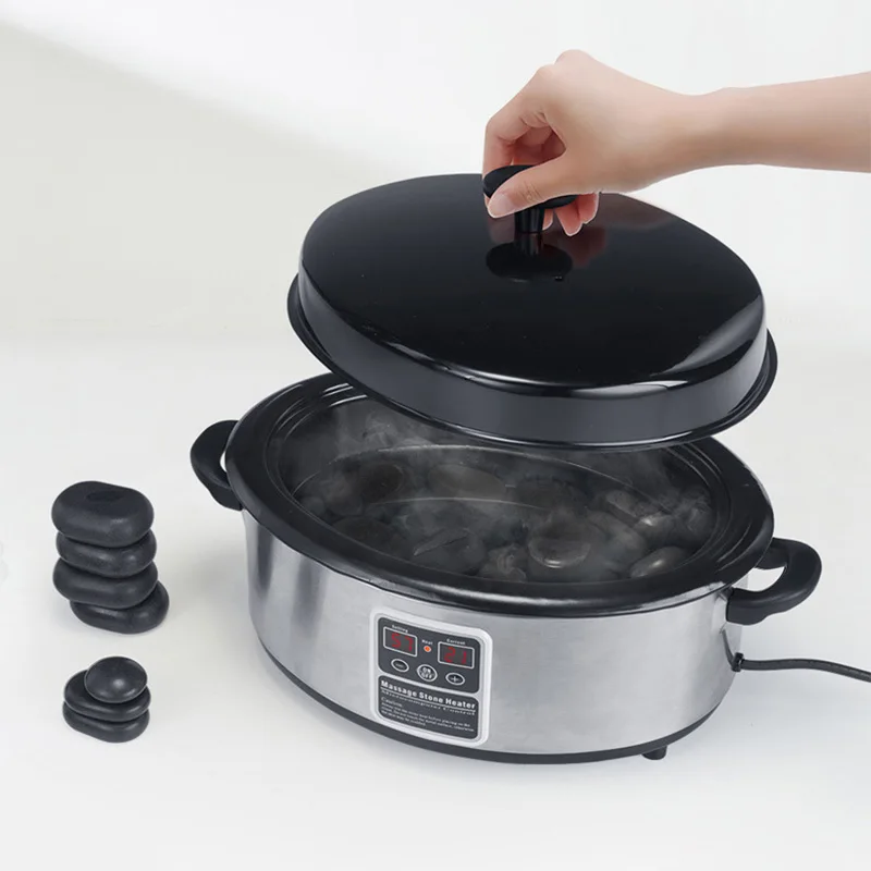 

SPA Нагревательный горшок для горячего камня с сенсорным экраном, цифровой нагревательный горшок с постоянным камнем, контроль температуры, энергетический каменный нагреватель большой емкости