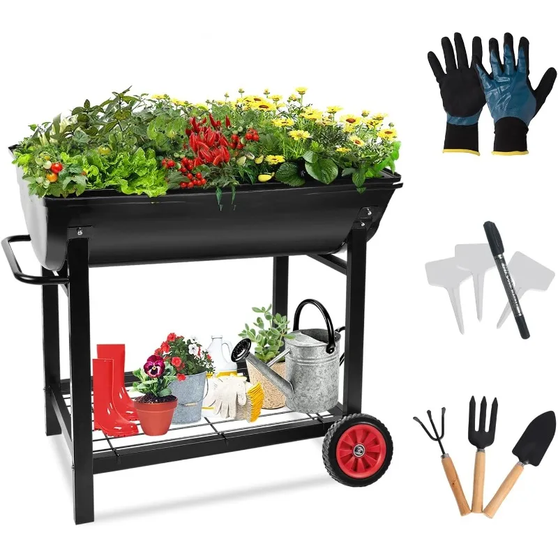 Mobile Garden Bed Cart with Legs -Compatible with Indoor & Outdoor Patio, Backyard Planting of Vegetables, Herbs, Flowers