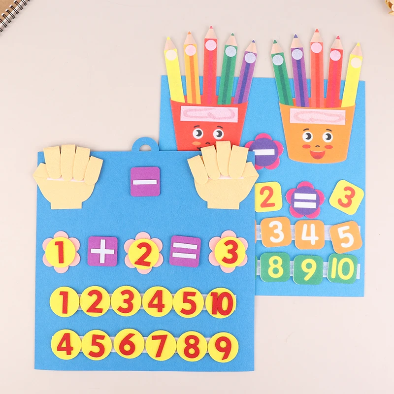 Telspeelgoed voor peuters, viltbordvingerwiskunde, leer berekening Montessori-activiteit voor de kleuterschool