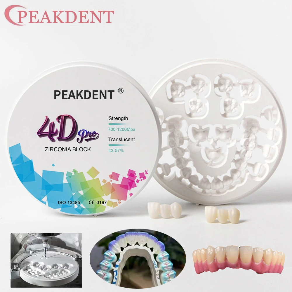 

PEAKDENT 4D Pro Многослойные циркониевые блоки Стоматологическая лаборатория 98 мм Многослойный суперпрозрачный циркониевый дисковый блок