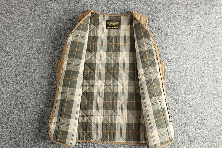 Amekaji الأمريكية الرجعية العسكرية نمط عادية الماس مبطن مشمع القطن الرجال سترة سترة الخريف الشتاء مبطن سترة غير رسمية