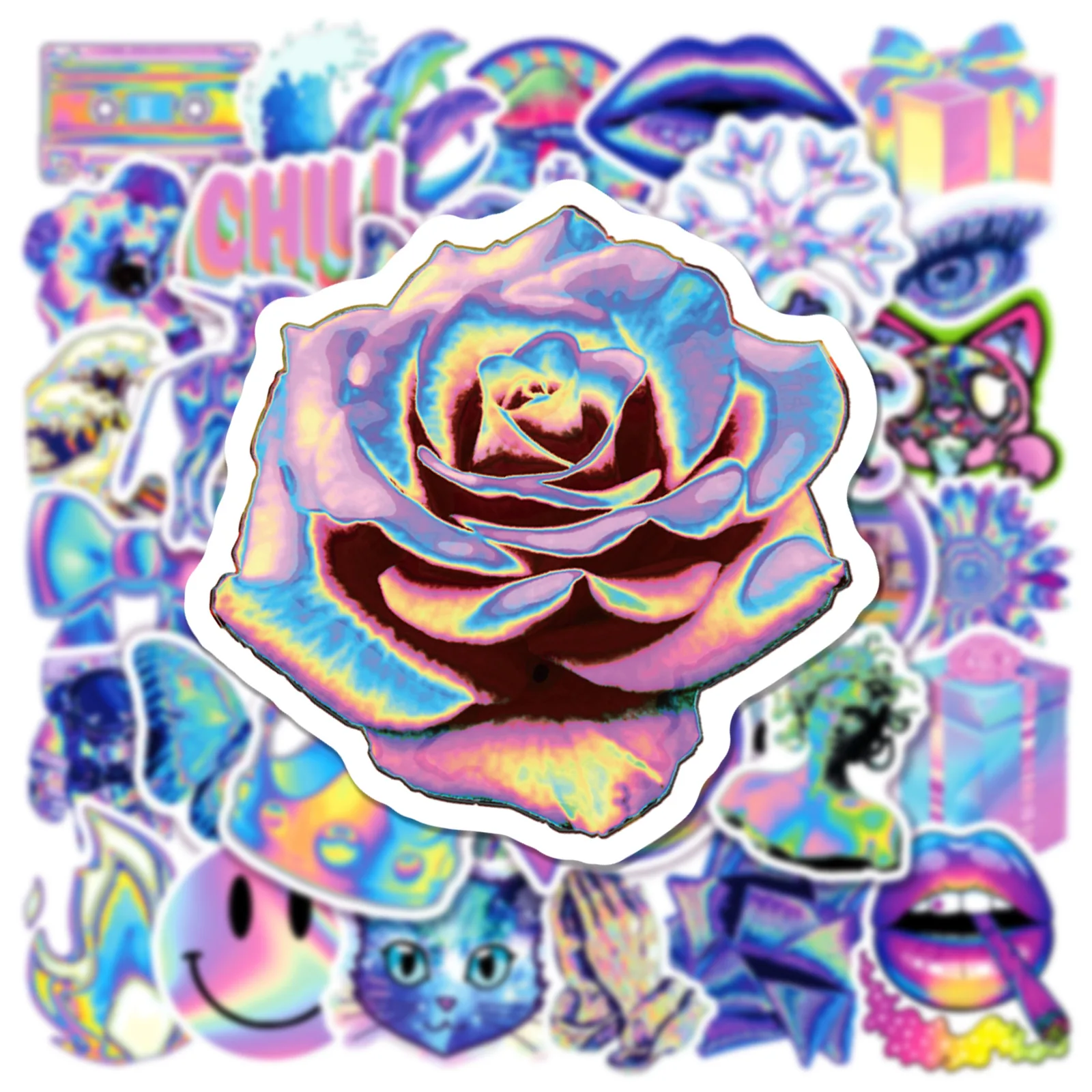 

10/50PCS Holographic Laser Colorful Graffiti Stickers Car Motorcycle Luggage Laptop Skateboard Waterproof Stickers Kids Toy