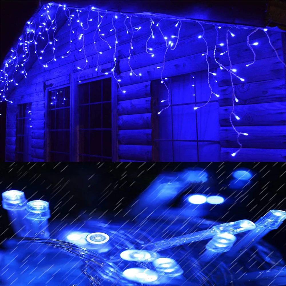 3.5M Christmas Garland LED Curtain Icicle Fairy String Lights Droop 0.5-0.7m AC 220V For Home Garden Street Outdoor Decoration