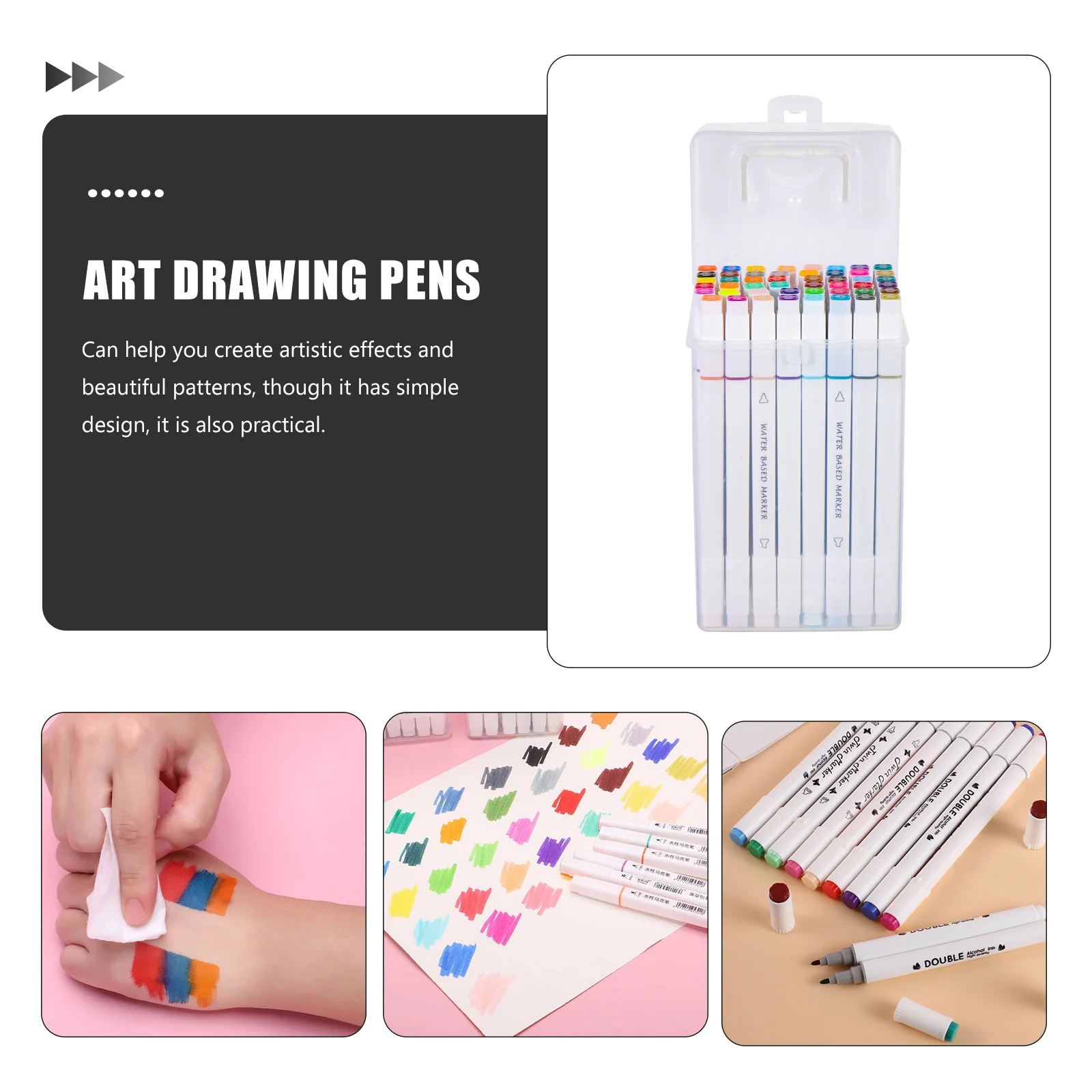 

48Pcs Dual Tip Marker Set Artist Pens for Drawing Coloring School Art Supplies Portable Paint Markers Dual Tip Markers
