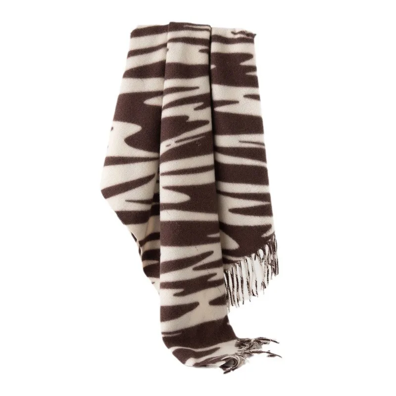 Imitation Cashmere Scarf for Women Fashion Deep Coffee Zebra-stripe Thick Couples Scarves Warm Shawl Clothing Accessories Gift