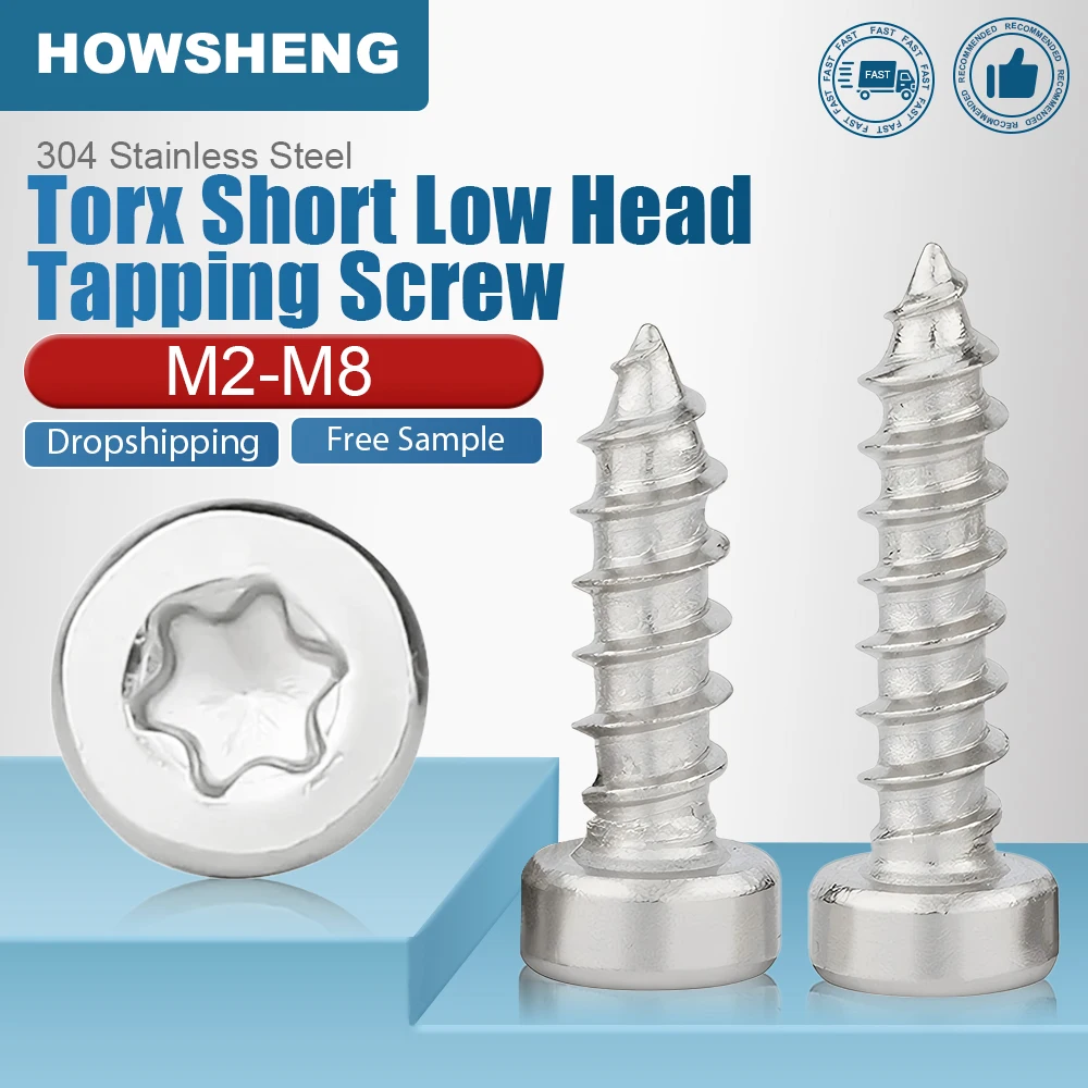 Torx Six-Lobe Thin Low Short Profile Cap Head Tapping Screw Stainless Steel M2.6 M3 M4 M8 Torx Cap Head Self-tapping Screw