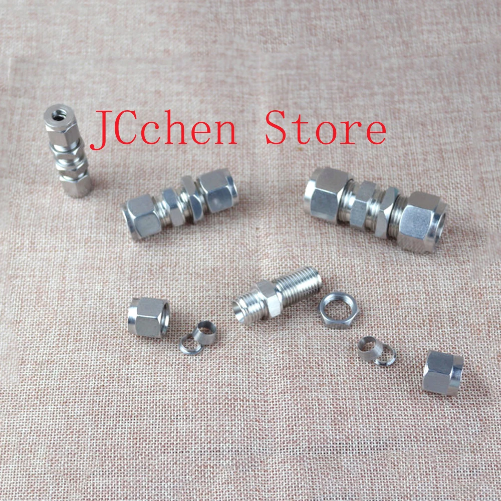 Bulkhead 1/8" 1/4" 3/8" 1/2" 3/4/6/8/10/12/14/16/18mm OD Double Ferrule Compression Union Connector 304 Stainless Steel