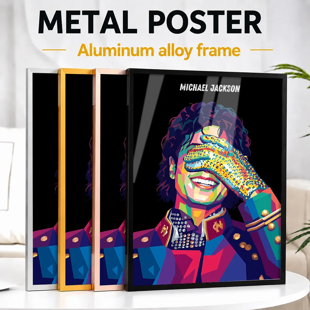 Michael Jackson Pop Color Framed Metal Poster Personalized Photo Modern Collage Style Wall Art For Bedroom Ideal Birthday Gift