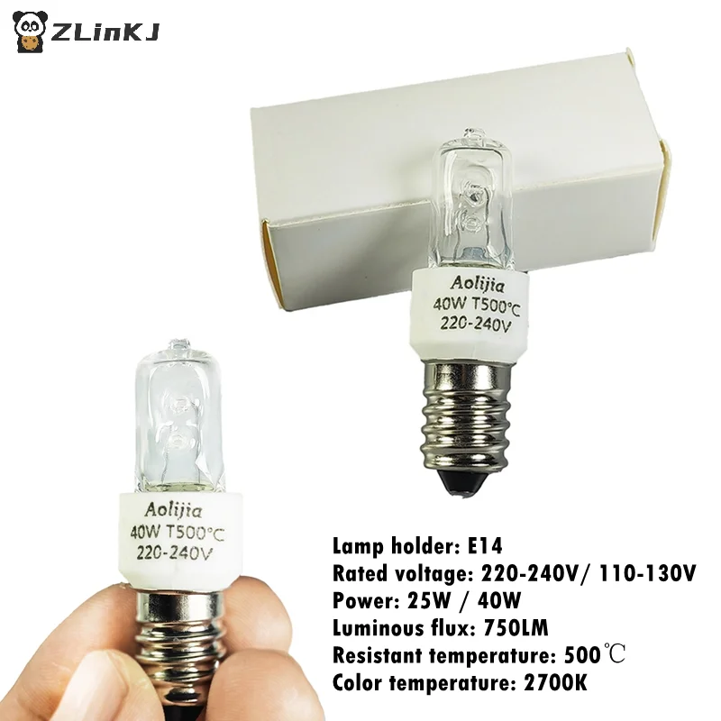 ▶1Pcs 25W/40W E14 Oven Light Bulb 220-240V Safe Halogen Oven Lamp High Temperature 500℃ Resistant Dryer Microwave Light Bulb