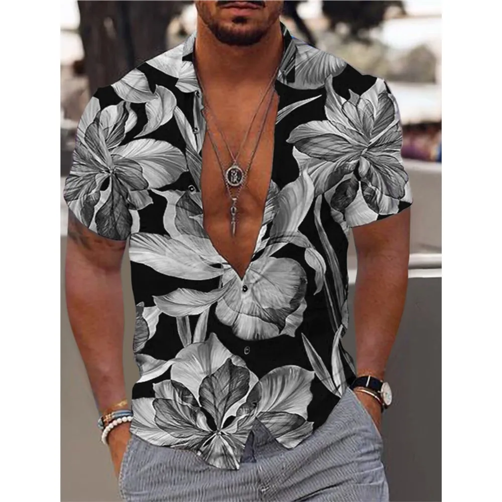 

Men's Shirt Graphic Shirt Aloha Shirt Floral Turndown Print Outdoor Short Sleeve Button-Down Print Clothing Casual Breathable