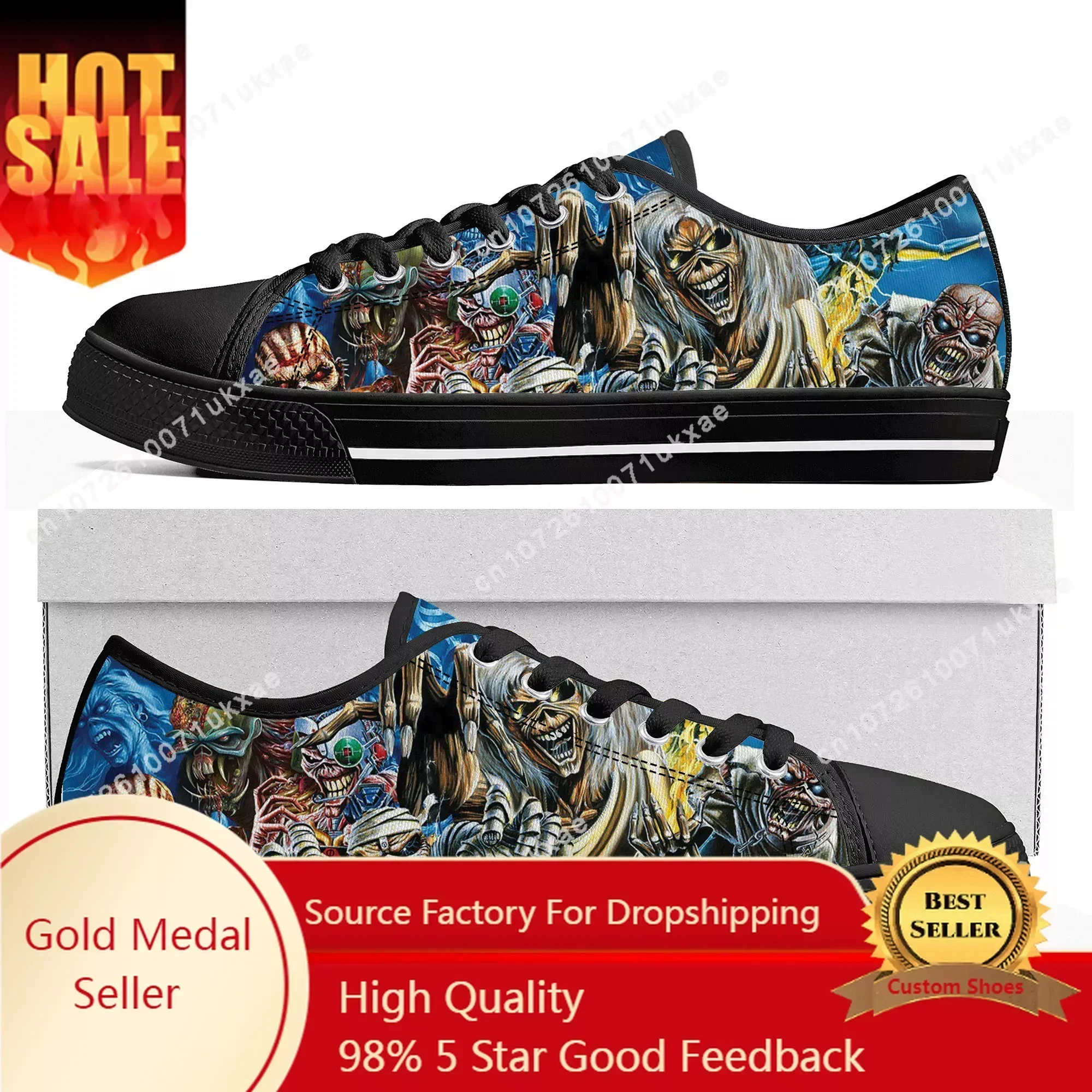 

M-Maidens H-Heavy M-Metal Rock Band Singer Music Iron Low Top Sneakers Mens Womens Canvas Sneaker Casual Custom Made Shoes