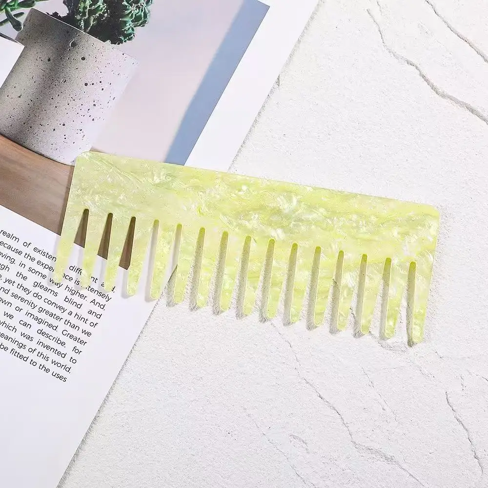 Acrylic Wide Teeth Shiny Pink Blue Color Hair Comb Hair Brush Hairdressing Colorful Traveling Elegant Hair Accessories view 4