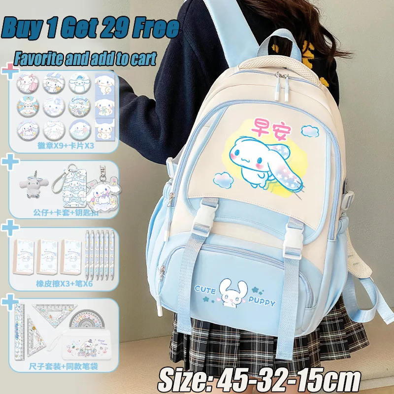 Sanrio Backpack 2025 New Cinnamoroll Backpack Large Capacity School Bag Cute Girls Backpack Teen School Bag Back To School