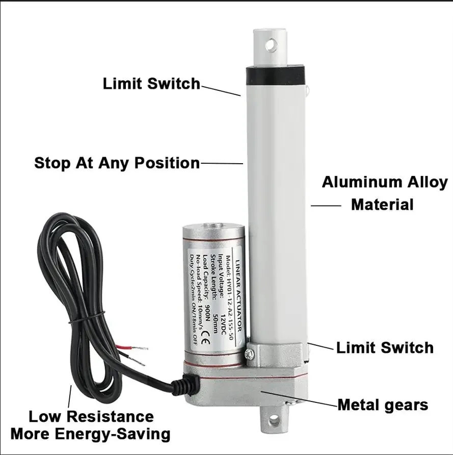 Linear Actuator DC 12V 1000N 20mm-200mm Stroke 5mm/s Linear Drive Electric Motor Linear Motor  with Bracket and Controller