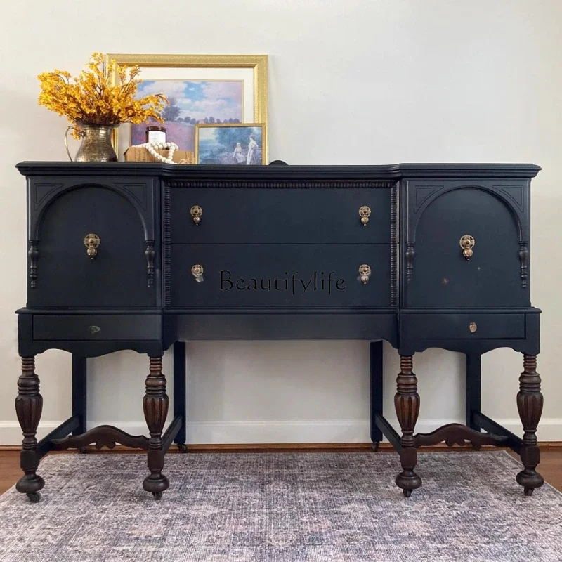 

13-*American solid wood porch cabinet, household entrance door against the wall, antique living room partition cabinet