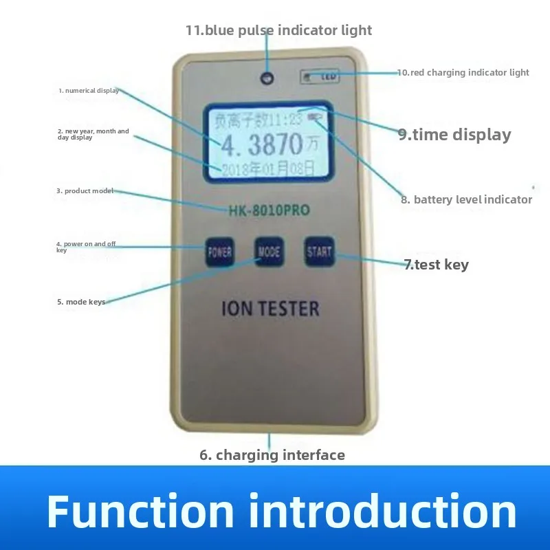 

HK-8010PRO Solid Negative Ion Detector Air Negative Ion Detection GM Ion Detector