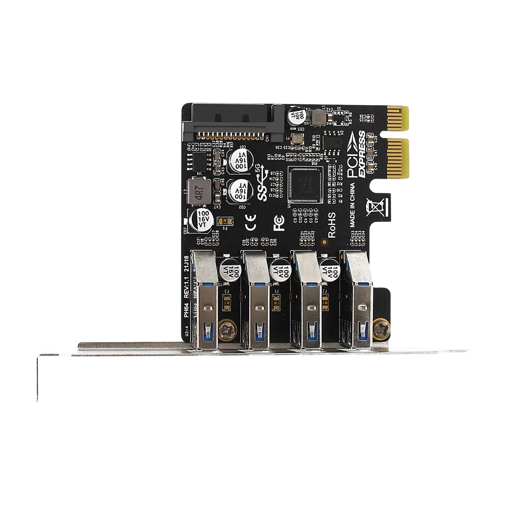 4 Port USB 3.0 PCI-E Expansion Card 5Gbps PCIe USB 3.0 HUB Adapter Controller Converter PCI-E Extender Adapter Card for Desktop