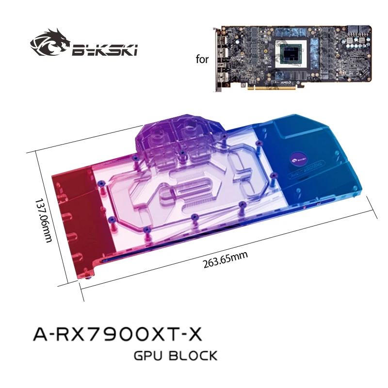 Bykski A-RX7900XT-X GPU Block for AMD Radeon RX7900XT Reference Edition Video Card Water Cooling / Full Cover / Copper Radiator