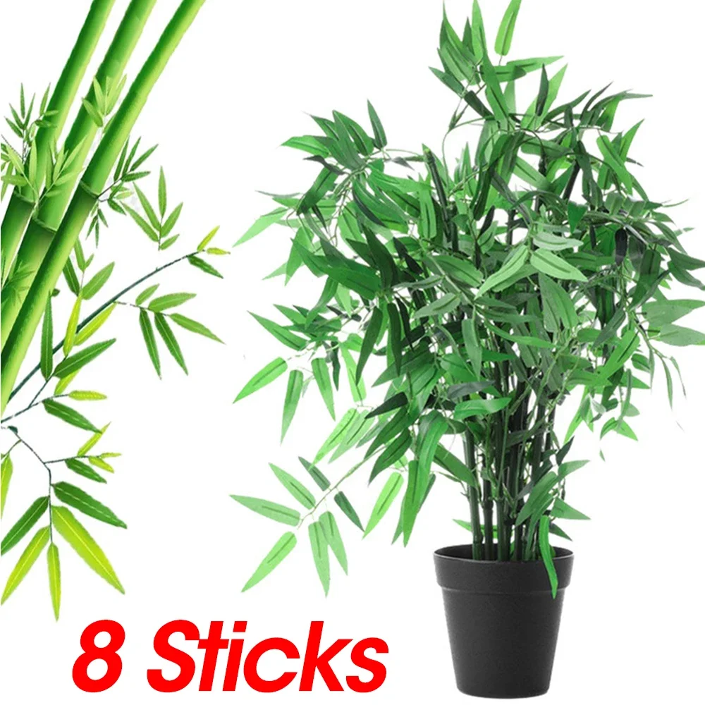 40CM Artificial Bamboo Leaves Simulation Silk Plant Fake Green Lifelike Branches Home Garden Landscaping Office Decoration