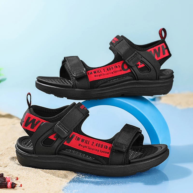 

Летние детские сандалии, удобные спортивные водные сандалии, детская уличная пляжная обувь с открытым носком для мальчиков, нескользящая, размер 28-41